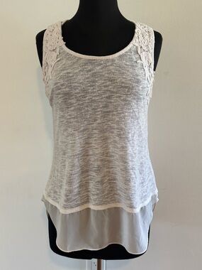 BCX Women’s White Crochet-Trim Layered Tank Top XL